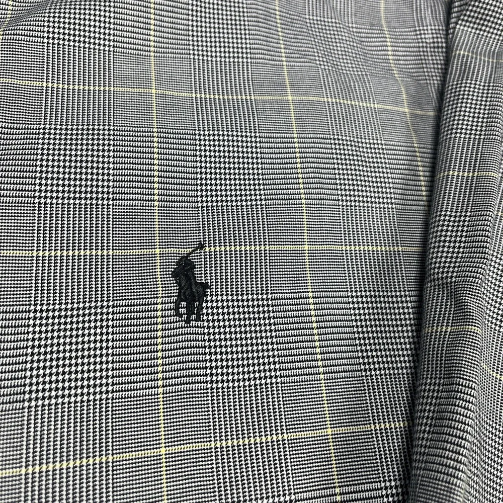 Polo Ralph Lauren Shirt Mens XL Gray Plaid Houndstooth‎ Long Sleeve Button Up